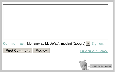 Baby Comment Form with message for spammers