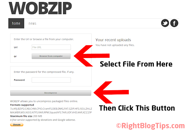 WobZip - Unzip Files Online
