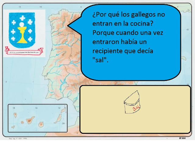 ¿Por qué los gallegos no entran en la cocina?. Porque cuando una vez entraron había un recipiente que decía "sal".