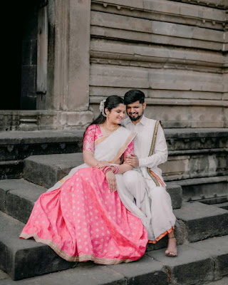 Couple Poses in Saree at Home