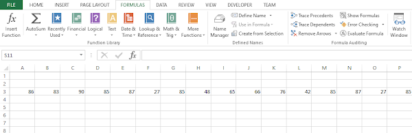 Sample Excel sheet