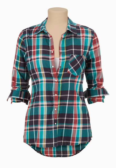 One Pocket High-low Plaid Button Down Shirt