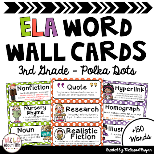 ela word wall cards for 3rd grade