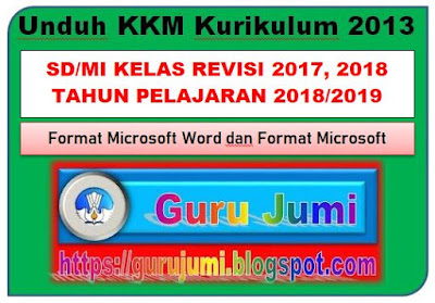 KKM Kurikulum 2013 SD/MI Kelas 1 Tahun Pelajaran 2018/2019 Revisi 2017, 2018 Word dan Excel, https://gurujumi.blogspot.com/