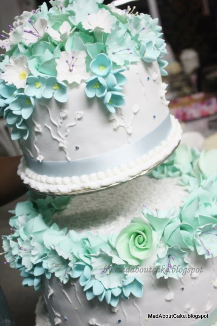 Turquoise 2 tier Wedding cake Lufty style