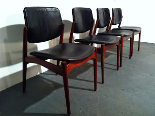 1960s Danish Eric Buck rosewood leather dining chairs