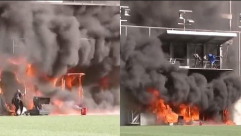 INCÊNDIO NO ESTÁDIO NACIONAL DE ANDORRA ANTES DA PARTIDA CONTRA A INGLATERRA