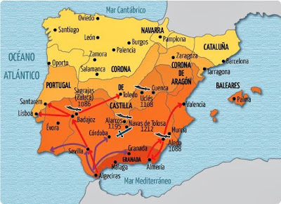 Image result for mapa de la reconquista espaÃ±ola