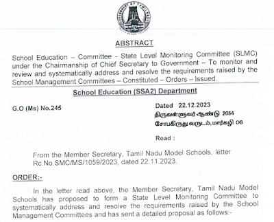  STATE LEVEL MONITORING COMMITTEE (SLMC) G.O RELEASED. 