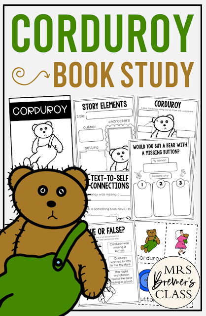 Corduroy book activities unit with literacy companion activities and a craftivity for Kindergarten and First Grade