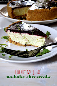 cherry mojito no-bake cheesecake