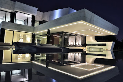 Beautiful Project Balcony House A Cero Exterior Lighting on the Wide Infinity Pool with Two Cozy Lathers