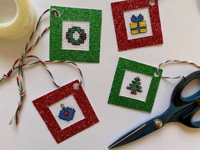 Christmas cross stitch gift tags free tutorial and pattern