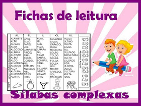 Fichas leitura das sílabas complexas 