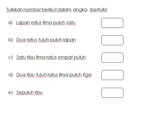 Latihan - Nombor Bulat (3)  MATEMATIK KSSR TAHUN 3