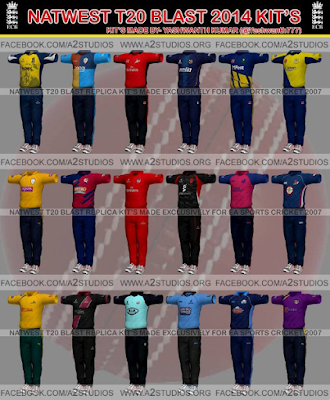 Natwest T20 Blast 2014 Kits Pack for Cricket 07 by Yash Free Download