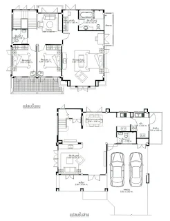 บ้านสองชั้น 3ห้องนอน 3ห้องน้ำ 2จอดรถ [แบบบ้านแก้วเจ้าจอม29]