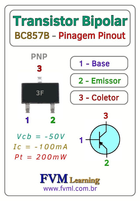 Datasheet-Pinagem-Pinout-transistor-pnp-SMD-BC857B-(3F)-Características-Substituição-fvml