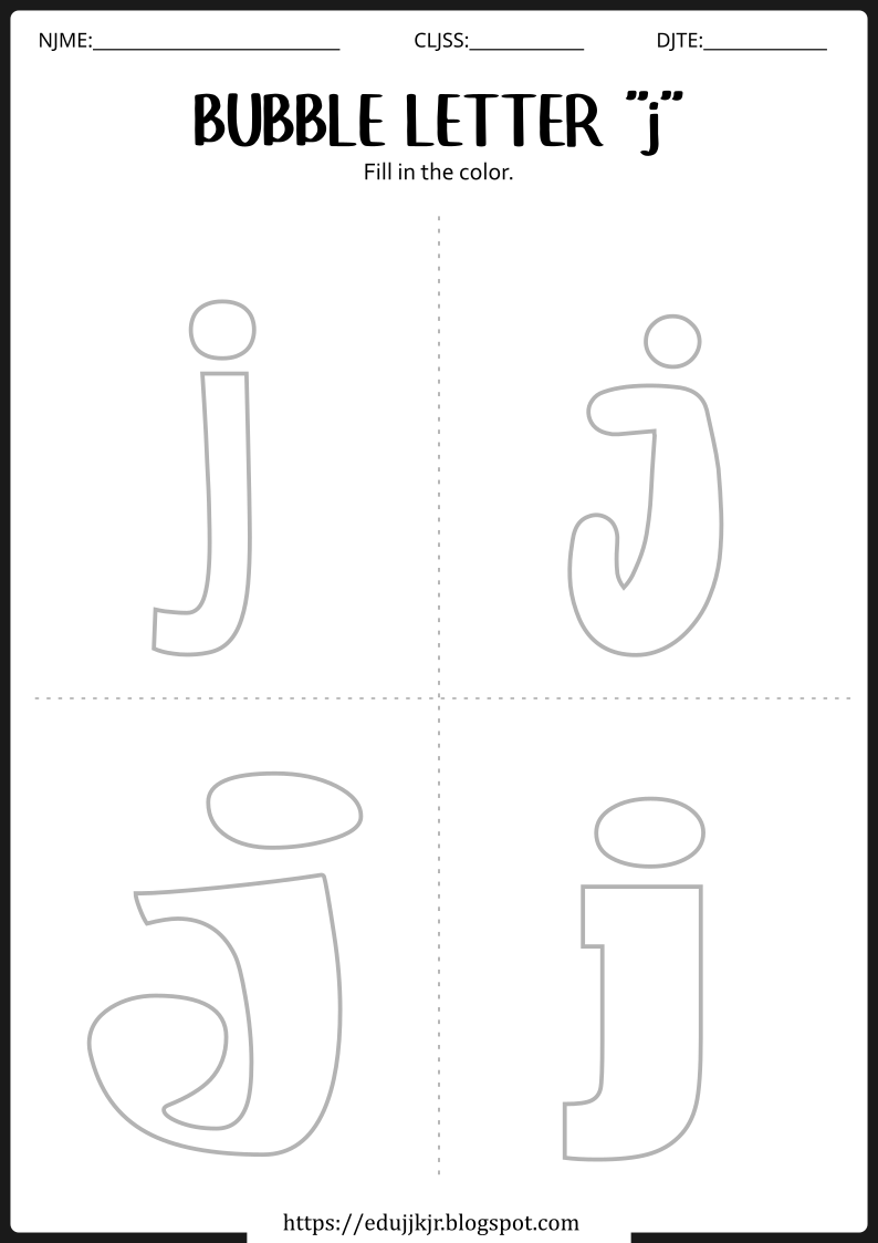 Bubble Letter j Worksheet