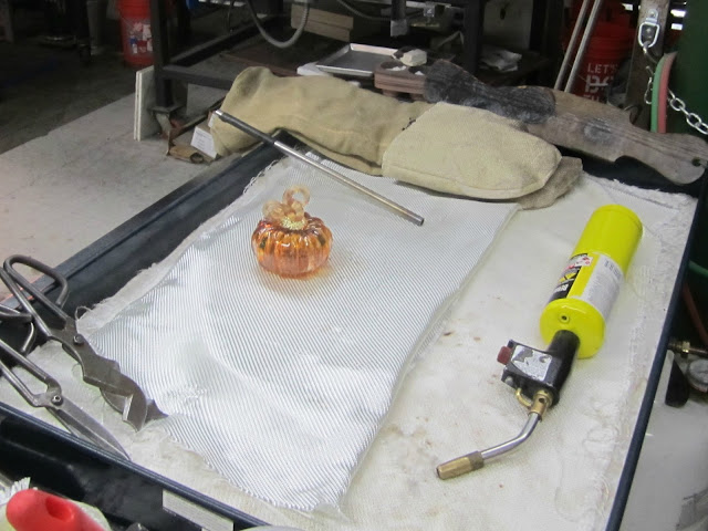 Fizzy Party's glass pumpkin at glass blowing class