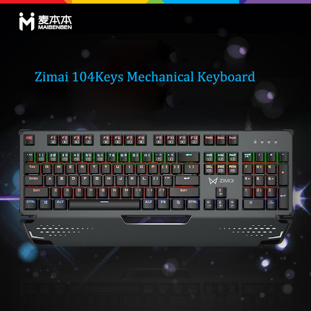 Maibenben Zimai 104Keys Blue Switch NKRO Mechanical Gaming Keyboard USB Wired LED Backlight Keyboard 