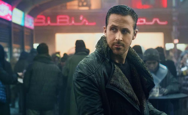 Ryan Gosling as K aka Joe in Blade Runner 2049, Directed by Denis Villeneuve, bar