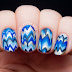 Blue Dripping Chevron Nail Art