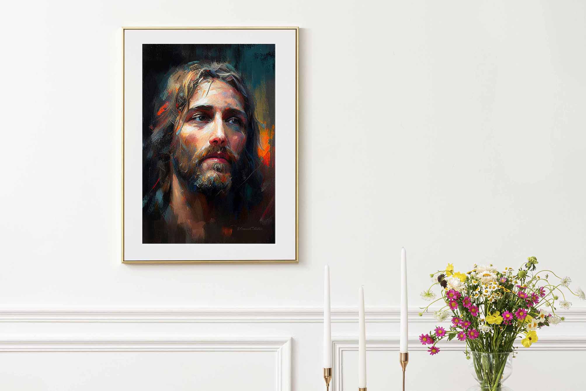 Unique Jesus Portrait Oil Painting, Printable  Wall Art