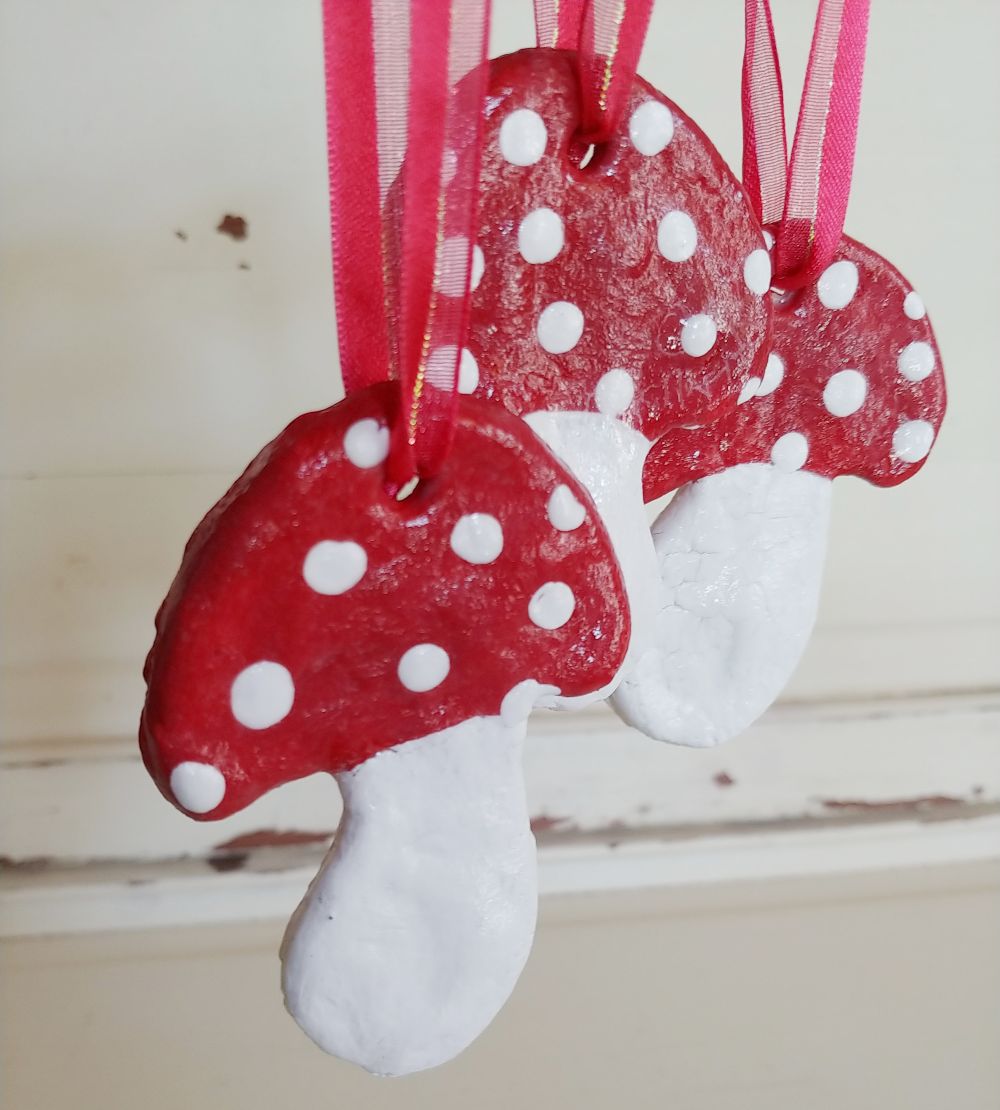 Christmas in July - Salt Dough Mushroom Ornaments