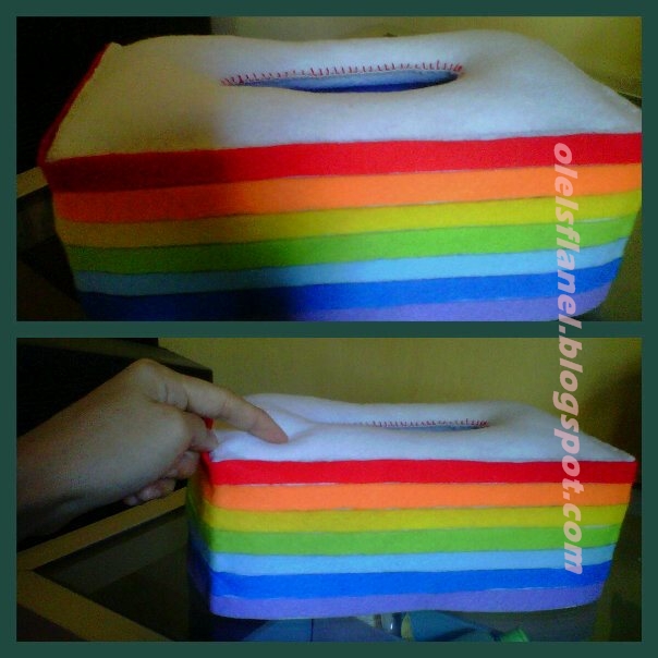 olel s flanel  Tempat Tissue Rainbow dari  flanel 