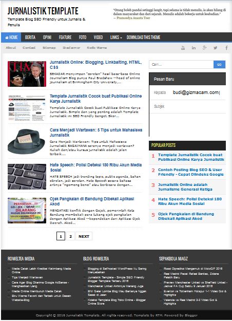 ... Blog Terbaru 2016 - Simple, SEO Friendly & Fast Loading - Contoh Blog