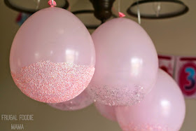 Glitter Dipped Balloon Chandelier- perfect for a pink princess party!