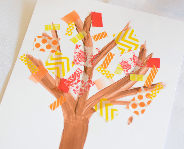 Washi Tape Fall Trees.  Fine motor autumn craft for preschool, kindergarten, or elementary.