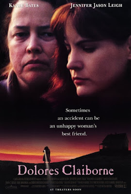 Movie poster for Columbia Pictures's Stephen King's adaptation Dolores Claiborne (1995), starring Kathy Bates, Jennifer Jason Leigh, Christopher Plummer, and David Strathairn