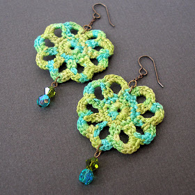 easy crochet lace PDF pattern peacock jewelry earrings