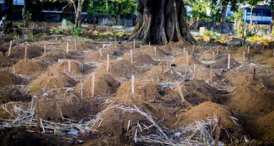 A sea of Ebola victims buried at the Waterloo cemetery in Sierra Leone