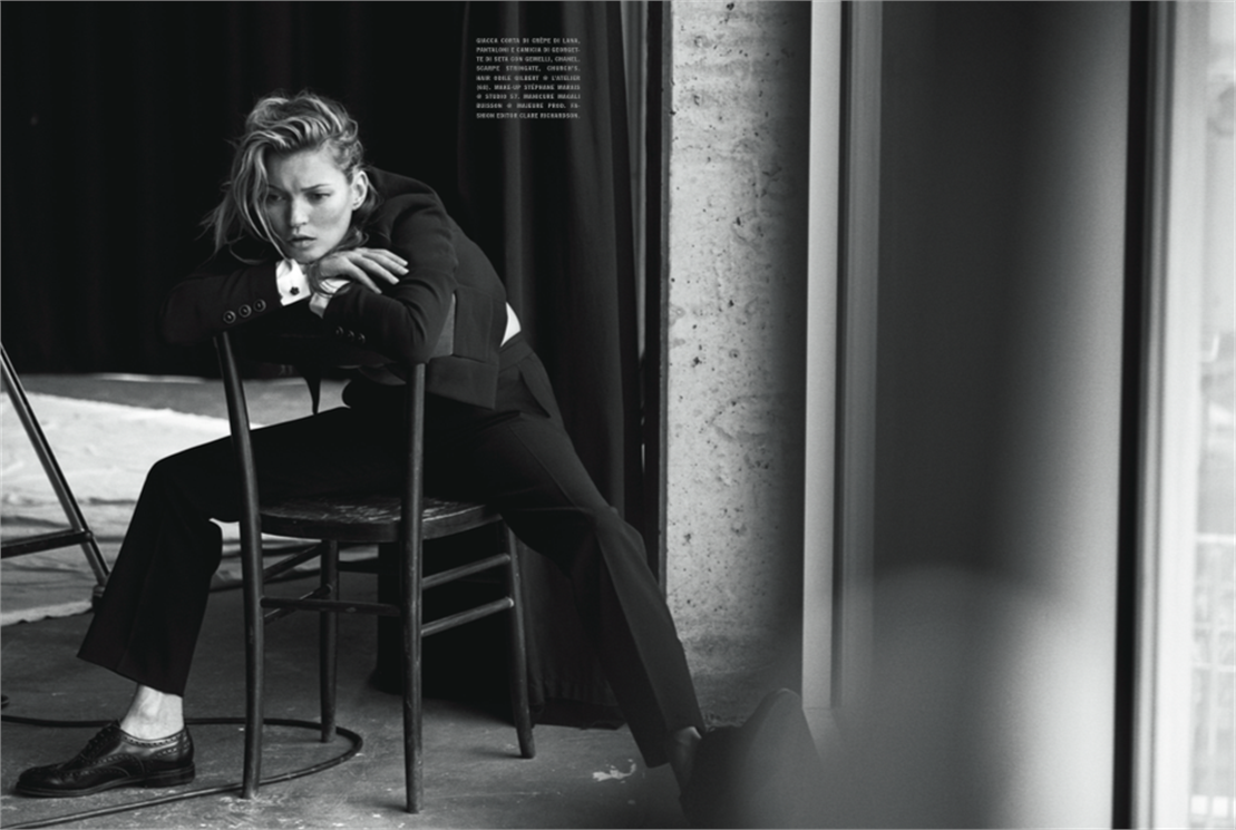 Kate Moss unretouched photos by Peter Lindbergh for Vogue Italia