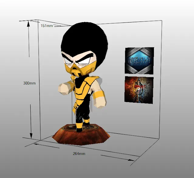 Scorpion (Mortal Combat) Papercraft in Chibi Style