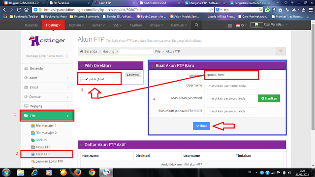 Cara membuat akun ftp disebuah hosting ataupun pada Cpanel 