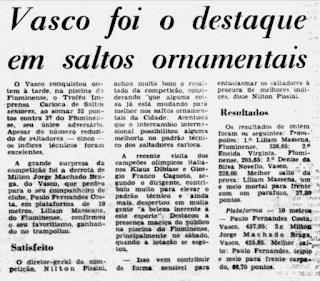 Vasco Campeão do Troféu Imprensa Carioca de Saltos Ornamentais de 1974