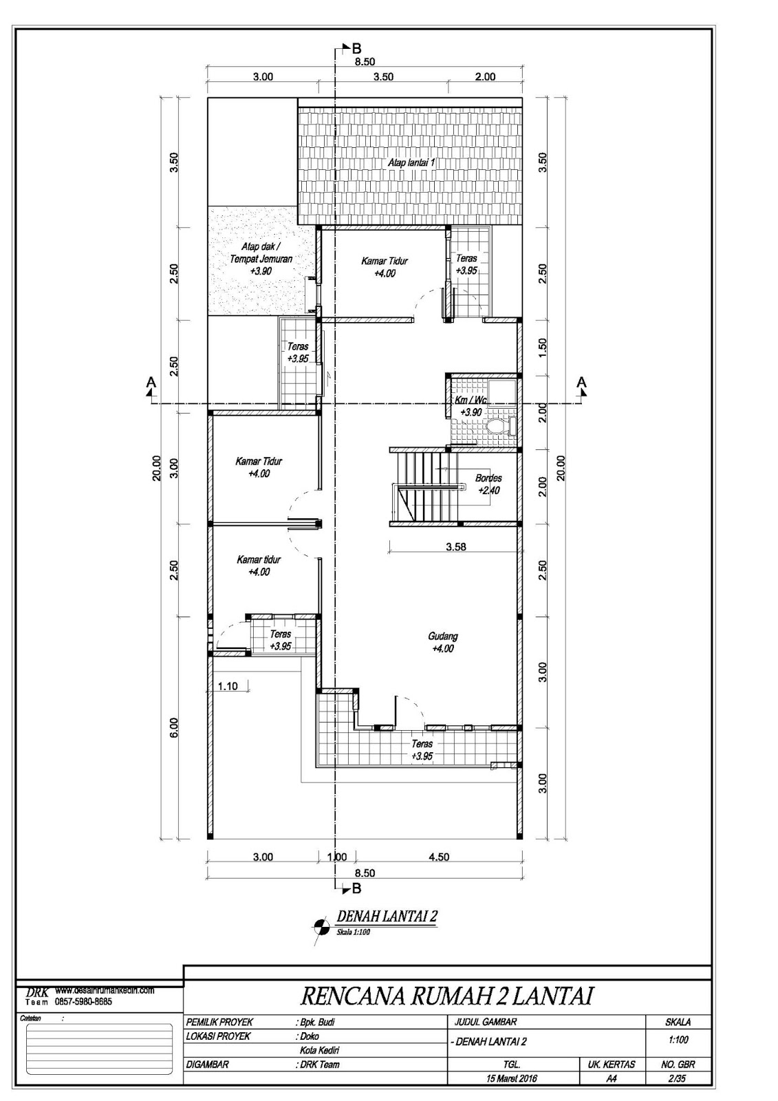 LT2 12 Rumah Butik Minimalis 2 Lantai Kota Kediri Jasa Desain Rumah Terpercaya