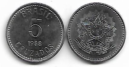Moeda de 5 Cruzados, 1988