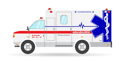 A computer generated image of an ambulance. 
