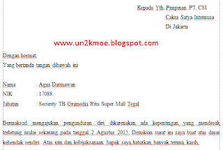 Contoh Surat Pengunduran Diri Kerja Format Word ~ 13 - Hontoh