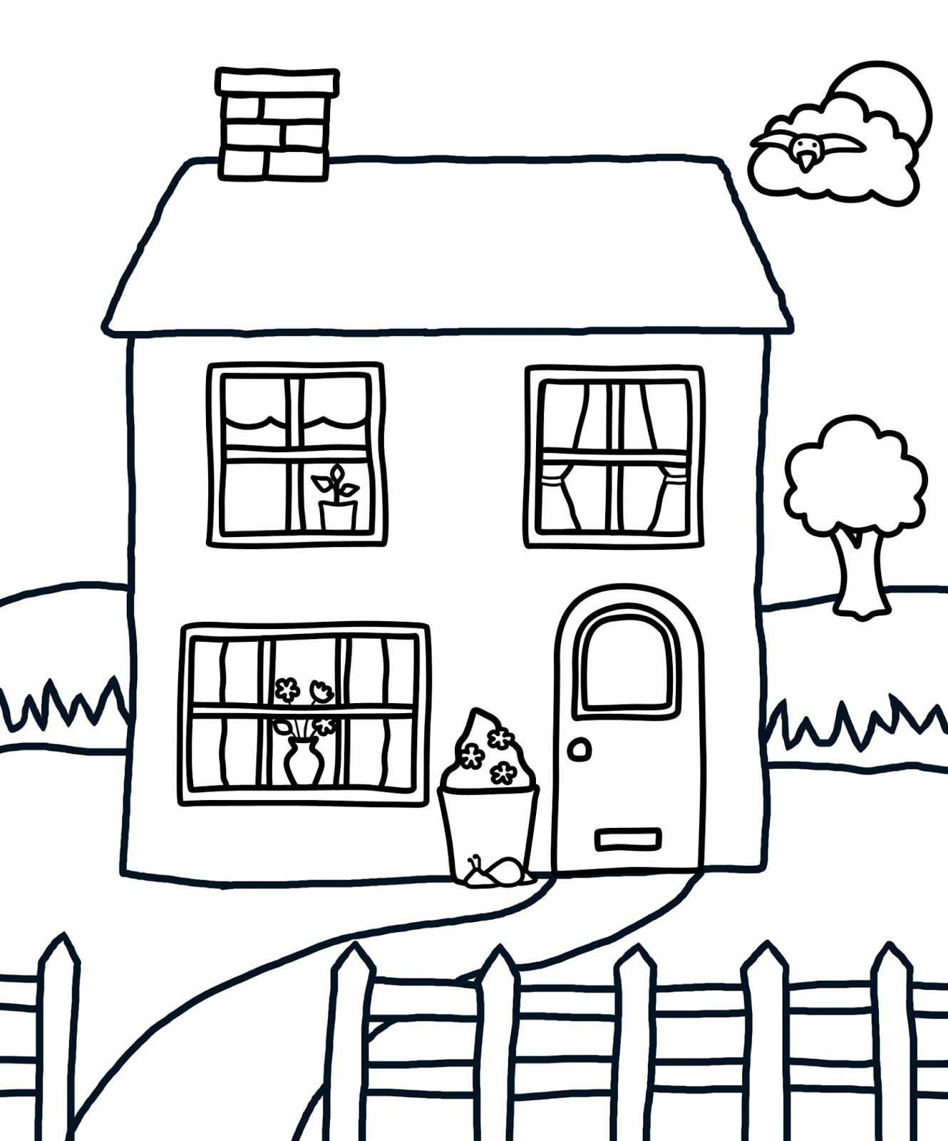 People And Jobs Coloring Pages For Kids: Houses Colouring Pages