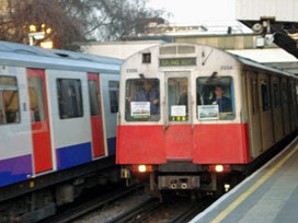 last unpainted 'silver' train, 4:45pm, Bromley-by-Bow