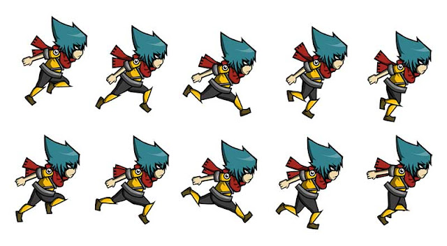 A character sprite sheet for a 2D game