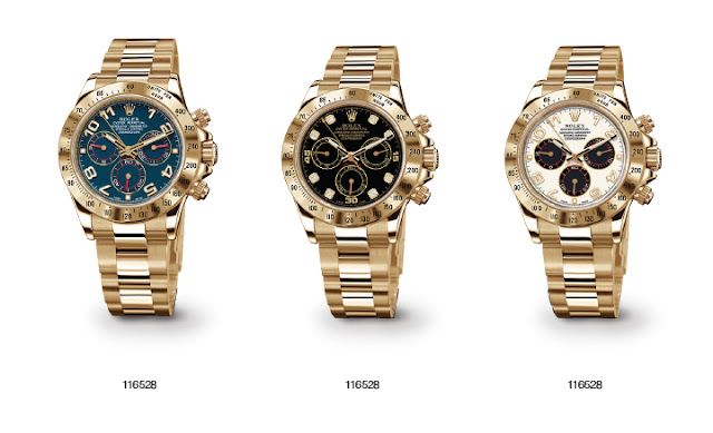 3 modelos distintos en dorado de Rolex