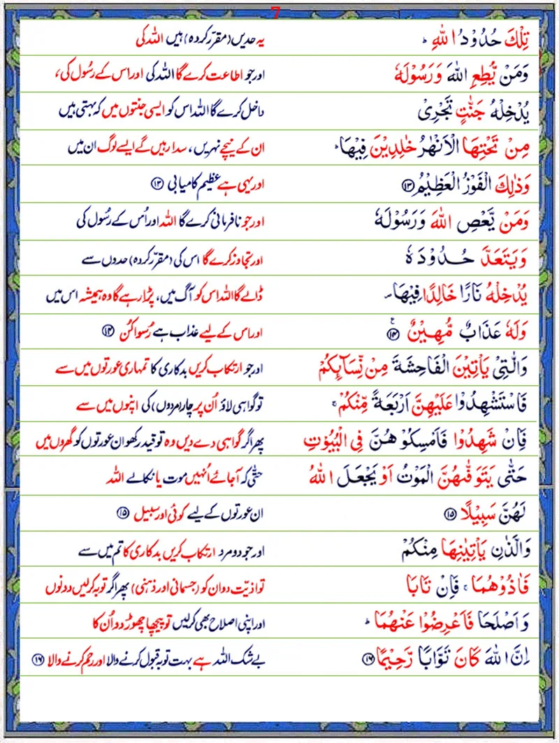 Surah An Nisa  with Urdu Translation,Quran,Quran with Urdu Translation,Surah An Nisa with Urdu Translation Page 3,