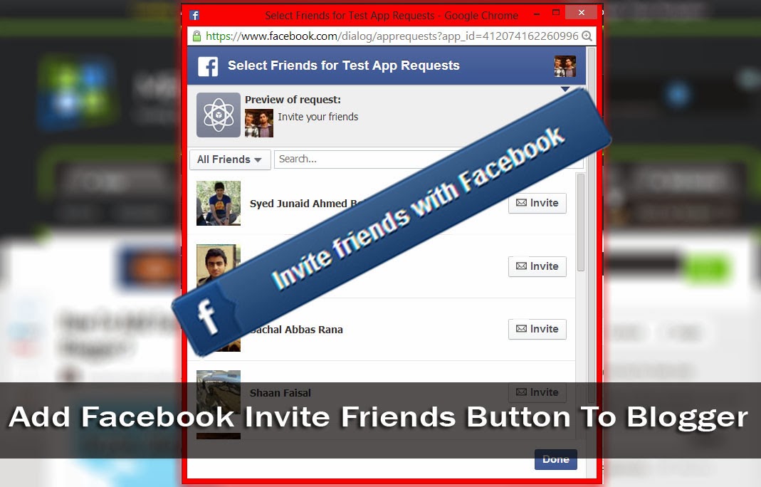  Facebook invite friend Blogger widget